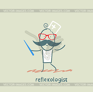 Reflexologist with needle - vector clipart