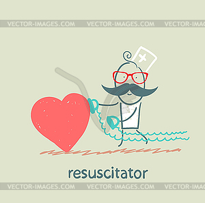 Resuscitator hurry to heart is sick - royalty-free vector clipart