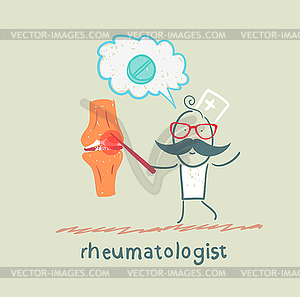 Rheumatologist says about pain in joints - vector clip art