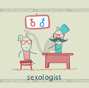 Sex therapist listens to patients who speak about - vector clipart