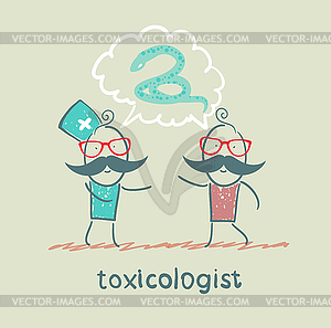 Toxicologist says snake with patient - vector EPS clipart