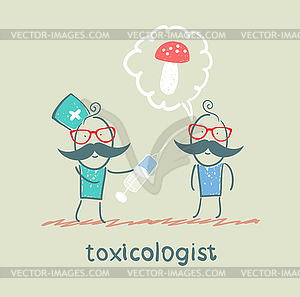 Toxicologist makes patient an injection, which has - vector clipart