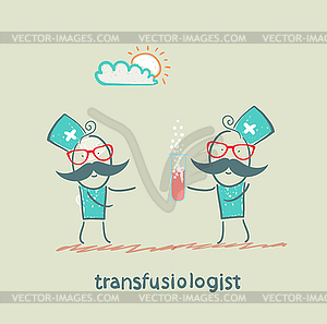 Transfusiologist suggests that blood transfusion - vector clipart