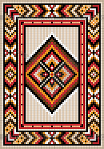 Asian design in the frame for carpet. - vector image