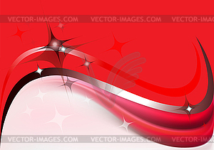 Abstract waves and stars on red mesh background - vector clip art