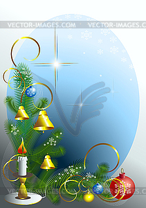 Corner the Christmas Tree with candle.  - vector clip art