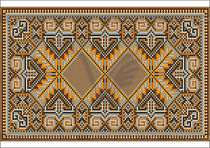 Oriental rug in warm orange brown nuances - vector clipart