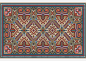 Design ethnic rug in bright colors - color vector clipart