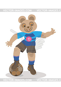 Bear holds the ball with his foot - vector EPS clipart