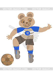 Teddy Bear playing football - vector image