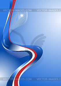 Wavy mesh blue and red lines with the decor of feathers - vector image