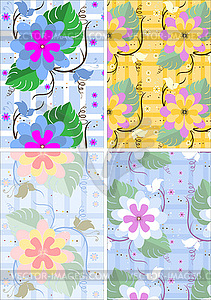 Variations seamless background with flowers and butterf - vector image