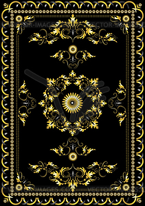 Ornament oriental rugs with golden decor - vector image