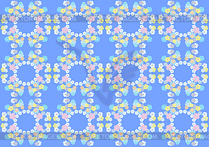 Gentle flowers on the blue seamless background   - vector clipart