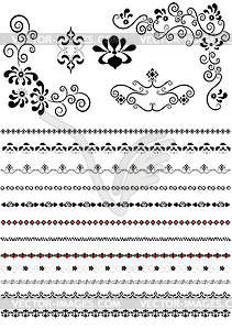 Corners and borders with floral patterns - vector image