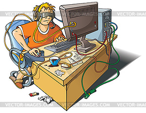 Computer addiction - vector image