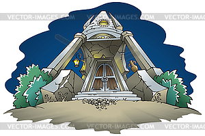 Haunted mansion at night - vector image