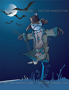 Scarecrow in night - royalty-free vector image