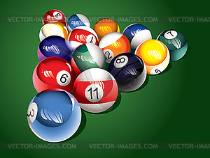 Billiard balls on the table - vector image