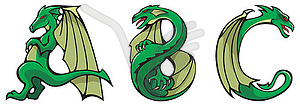 Dragons alphabet: A,B,C - vector clipart