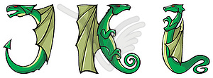 Dragons alphabet: J,K,L - vector clipart