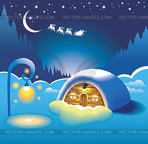 Snow-covered hut - vector clip art