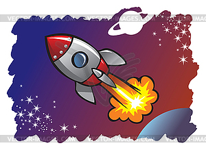 Spaceship blasting off into the space - vector clipart