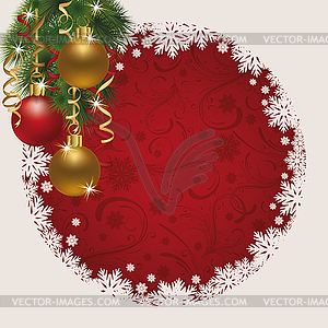 Merry Christmas card with xmas balls, vector - vector clipart