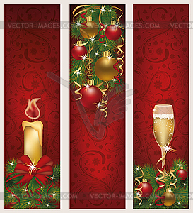 Three christmas banners, vector illustration  - color vector clipart