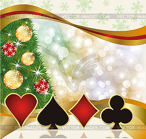 Christmas poker casino card, vector illustration - stock vector clipart