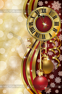 Новый год фон с Xmas Clock, векторные - клипарт в формате EPS