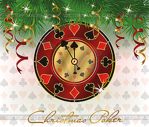 Casino Christmas Poker card, vector illustration - vector clipart