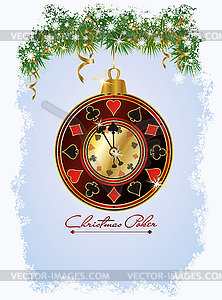 Christmas Poker invitation card, vector illustration - vector image