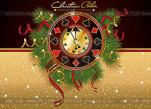 Christmas Poker casino banner, vector illustration - vector image