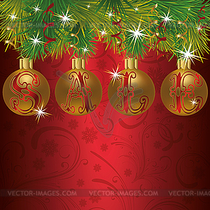 Winter sale card with xmas balls, vector illustration  - vector clip art