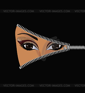 Open face muslim woman, concept. vector illustration - vector clip art