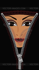 Concept. Open face muslim woman, vector  - vector clipart