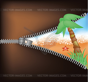 Summer time concept. Palms and starfish, vector  - vector EPS clipart