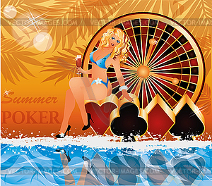 Summer poker time vector illustration - color vector clipart