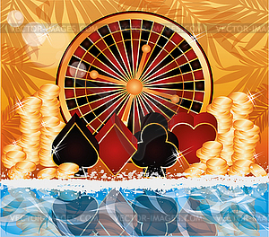 Summer poker time card, vector illustration  - vector clip art