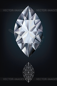 Diamond marquise jewel, vector illustration  - vector clipart