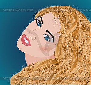 Beautiful girl with long hair, vector illustration - vector clipart