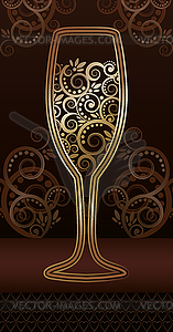 Golden wineglass with floral pattern, vector - vector EPS clipart