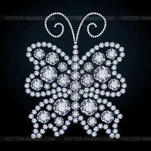 Elegant Diamond butterfly, vector illustration - royalty-free vector image