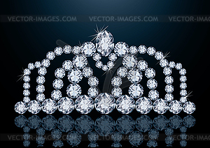 Pretty diamond diadem, vector illustration  - color vector clipart