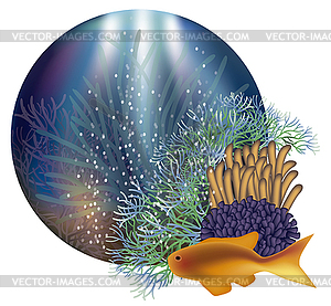 Underwater world banner, vector illustration - vector clipart