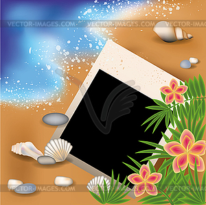 Summer photoframe with flowers, vector illustration - royalty-free vector clipart