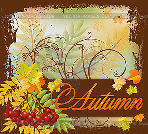 Seasonal autumn postcard, vector illustration  - vector clipart