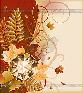 Autumn postcard with precious gemstone, vector - vector clipart