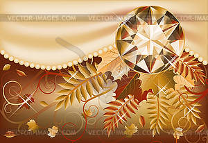 Autumn card with precious gemstone, vector  - vector image